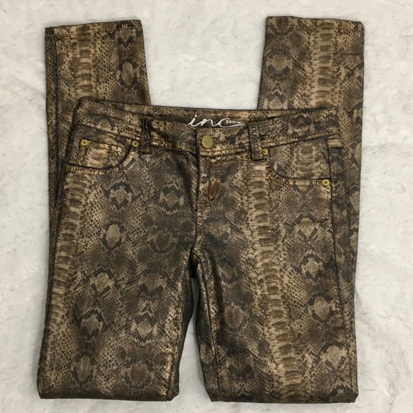 INC International Concepts Denim - INC Gold Snake Print Skinny Leg Regular Fit Jeans